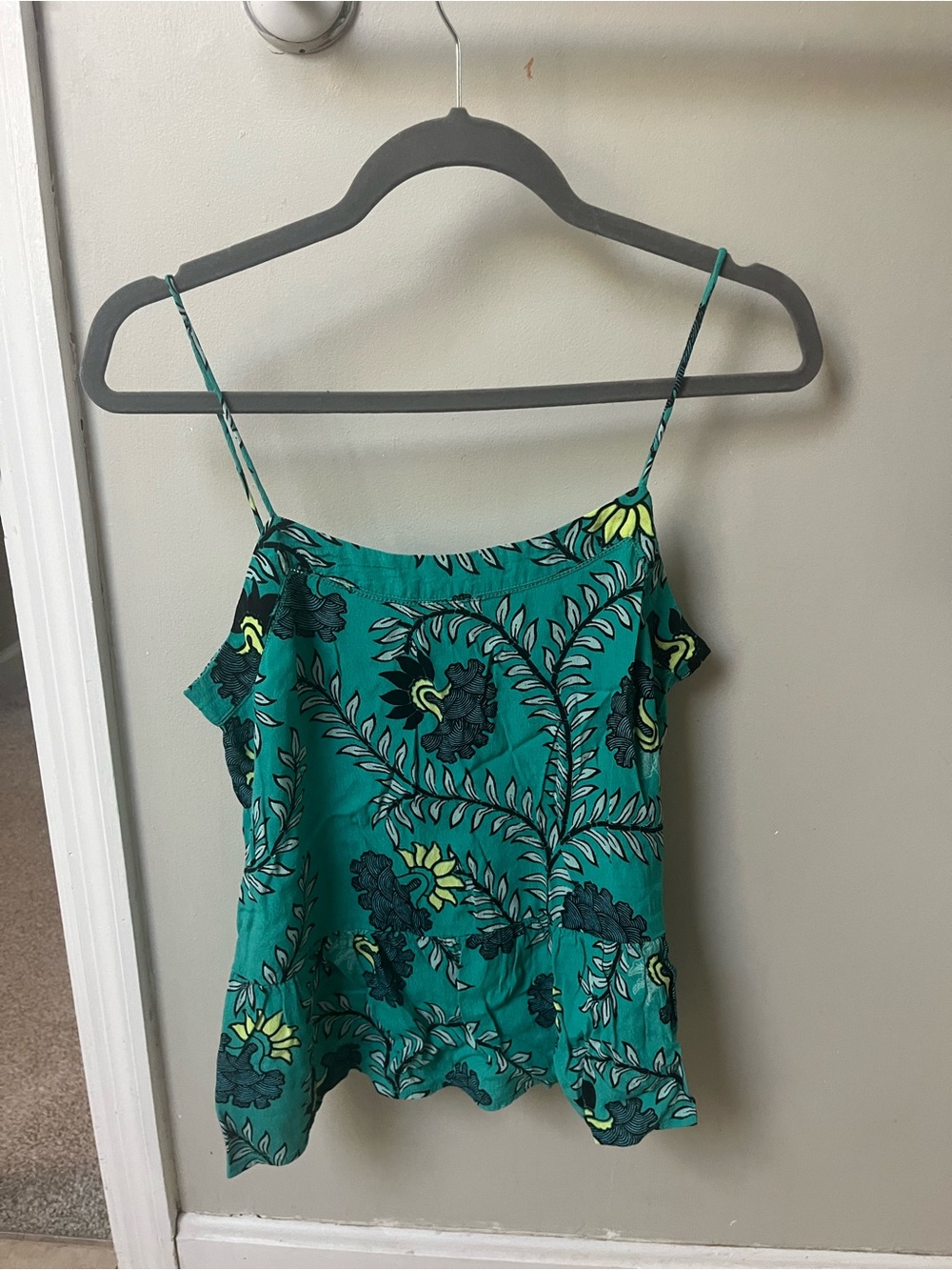 LOFT Teal Floral Spaghetti Strap Women's Top